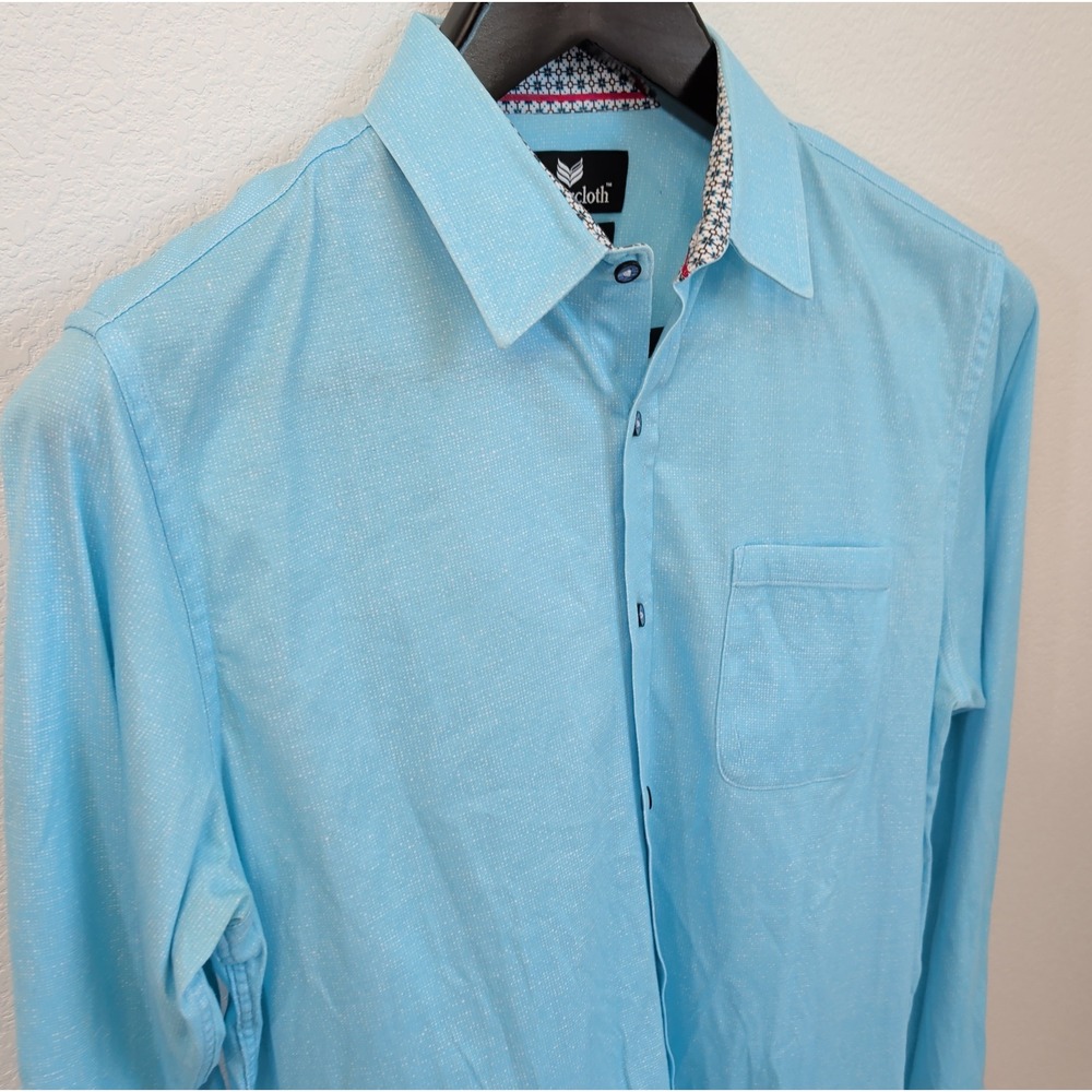 Buttercloth Slim Fit Button Down Shirt 100% Cotton Light Blue Mens Large L Flip
